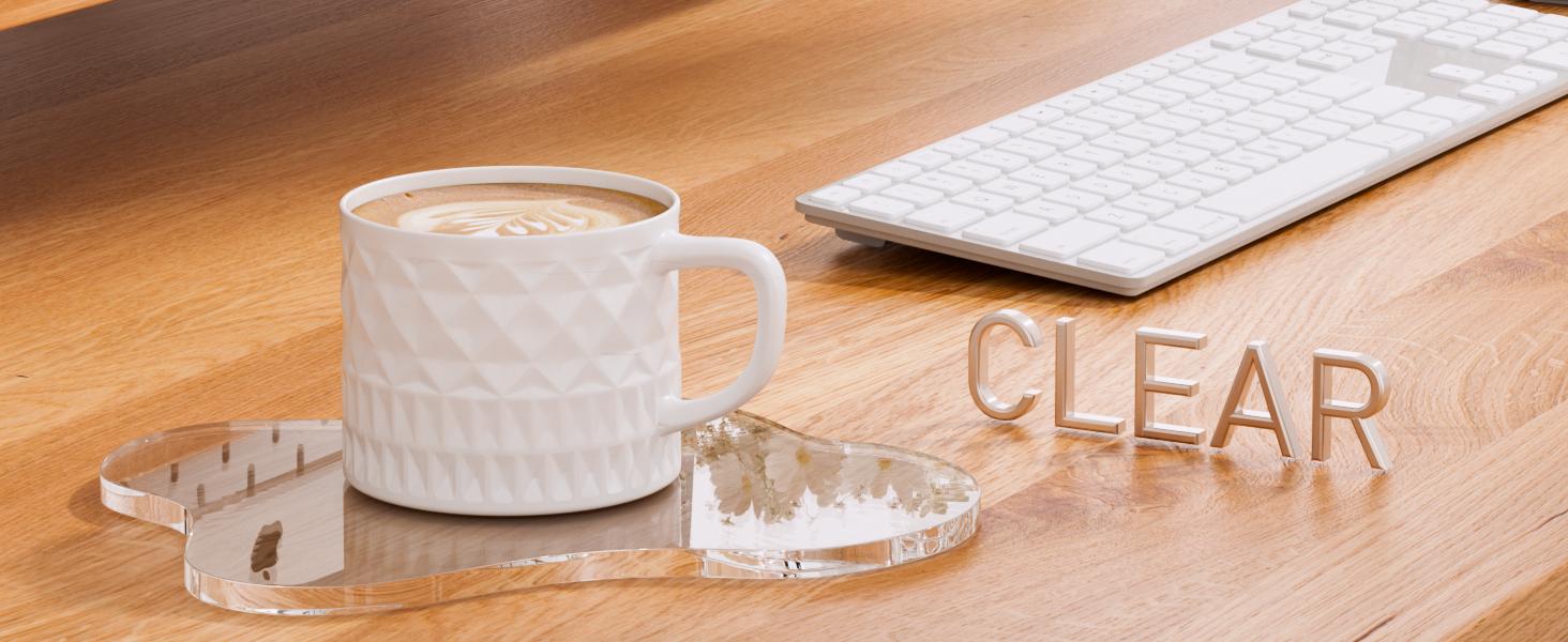 Acrylic coaster decorative plate, irregular bar counter coaster, transparent cloud shaped coffee cup coaster, very suitable for desktop protection and accessory display.(Clear)