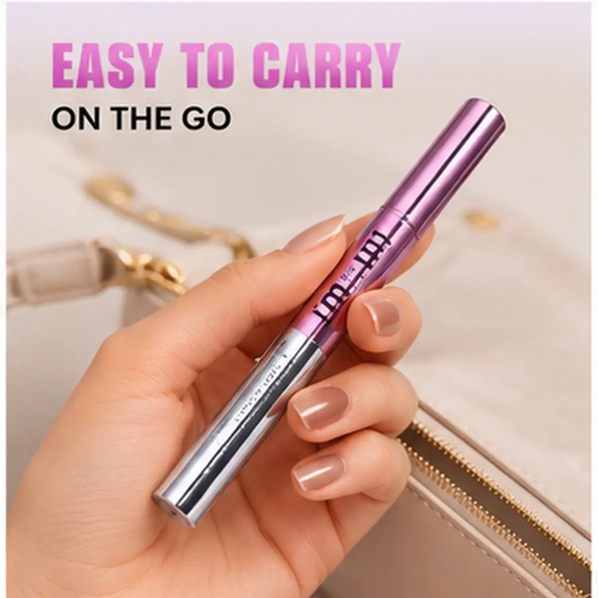 Mooglamor Dual-Ended Eyeliner & Lipliner Stick, Compact Design for Precise Eye Make-Up, Reflective Pink-Silver Case for Home or On-the-Go Use
