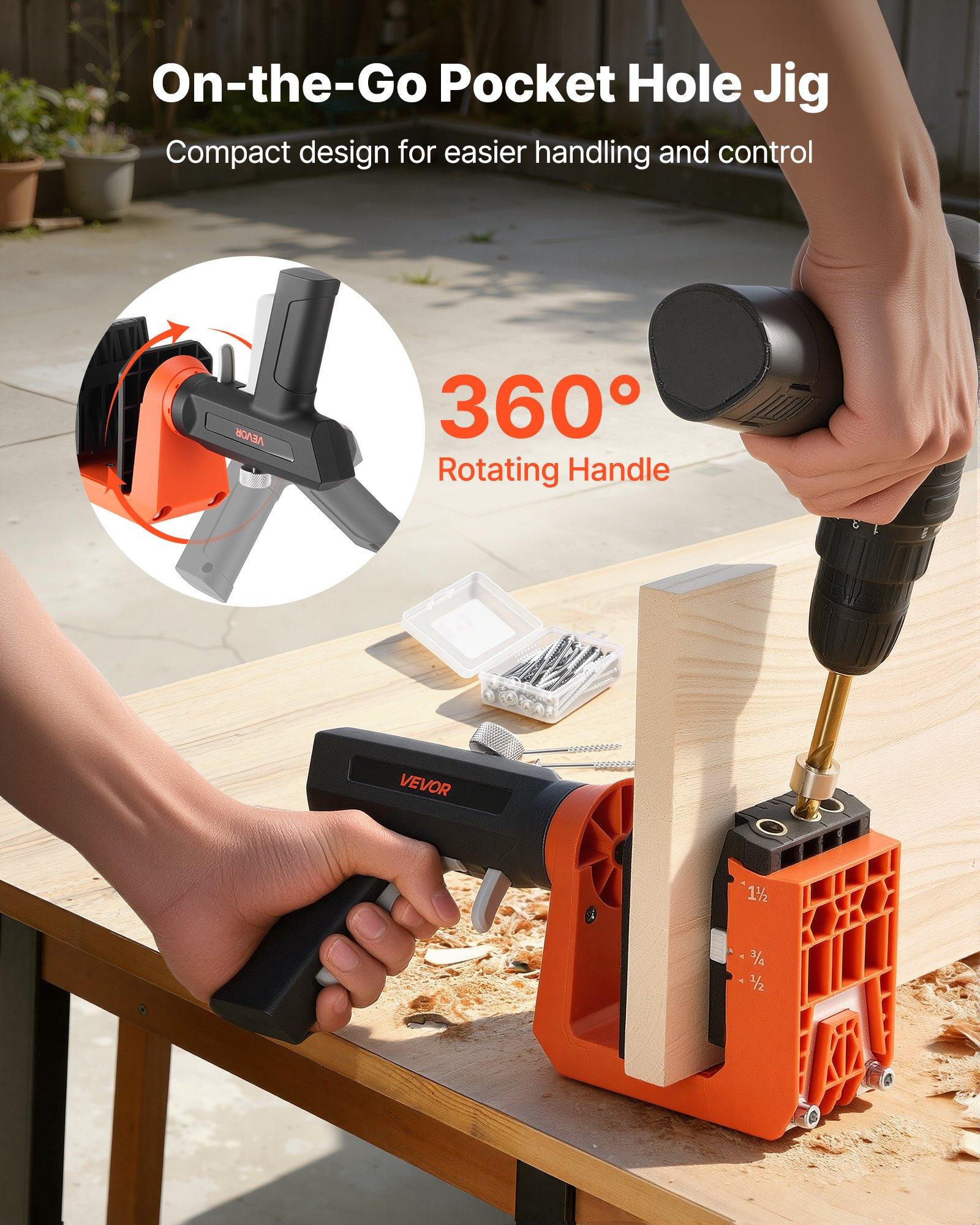 VEVOR Pocket Hole Jig Kit, Aluminum Alloy Woodworking Tool with ...