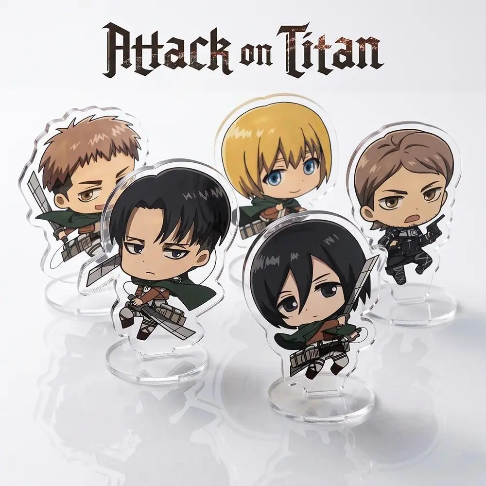 Anime Attack on Titan Cute Cartoon Levi Ackerman Erwin Smith Eren Jaeger 10CM Double Sided HD Acrylic Stand Keychain Desk Decor