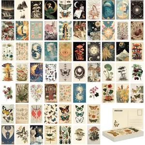 64 Pcs Postcard Set, 4 x 6 In Post Cards for Mailing, Botanical Butterfly Ephemera, Scrapbooks, Collage, DIY Card, Wall Decor