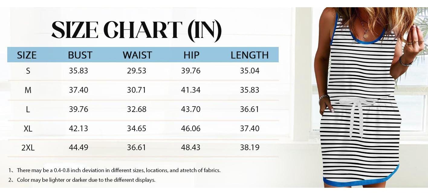 Imily Bela Womens Summer Sleeveless Striped Dress Drawstring Waist Casual Tank Mini Dresses with Pockets Imily Bela Womens Summer Sleeveless Striped Dress Drawstring Waist Casual Tank Mini Dresses with Pockets