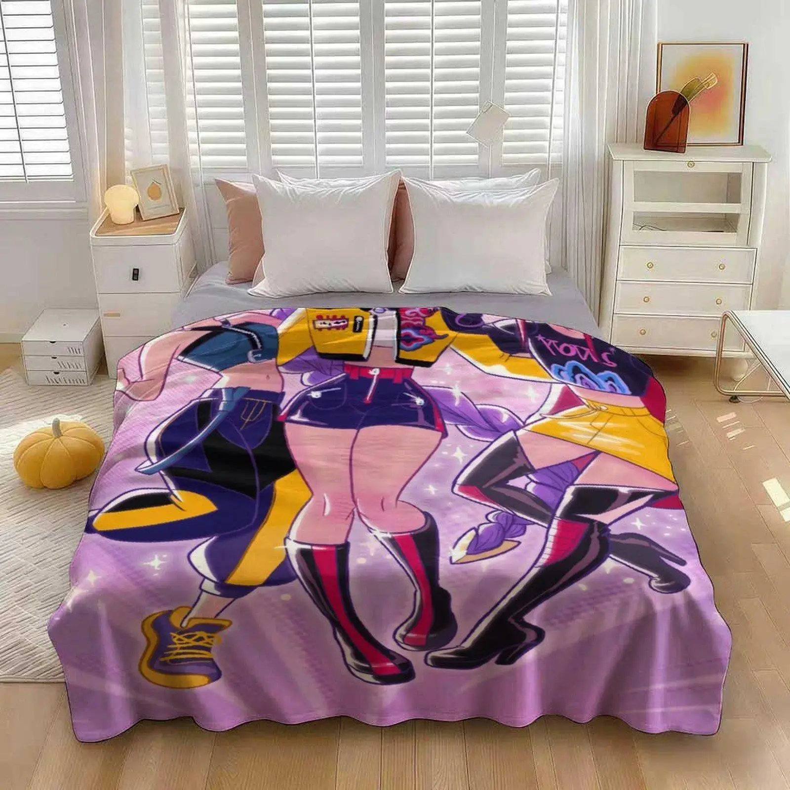 Kpop Fantasy Idol Theme Flannel Knit Blanket - Cozy, Soft Breathable Throw for Teen Girls, Korean Pop Inspired, Ideal for Couch Bed Decor, Home Bedroom Use & Holiday Gifts