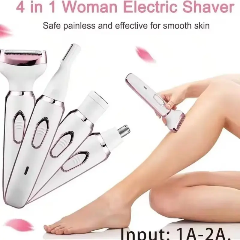 4-In-1 Electric Women's Hair Trimmer, Body Shaver, Razor, Wireless Beauty Device, Ideal Gift, RF-3028 Model, Abs Material, 1.2v Power