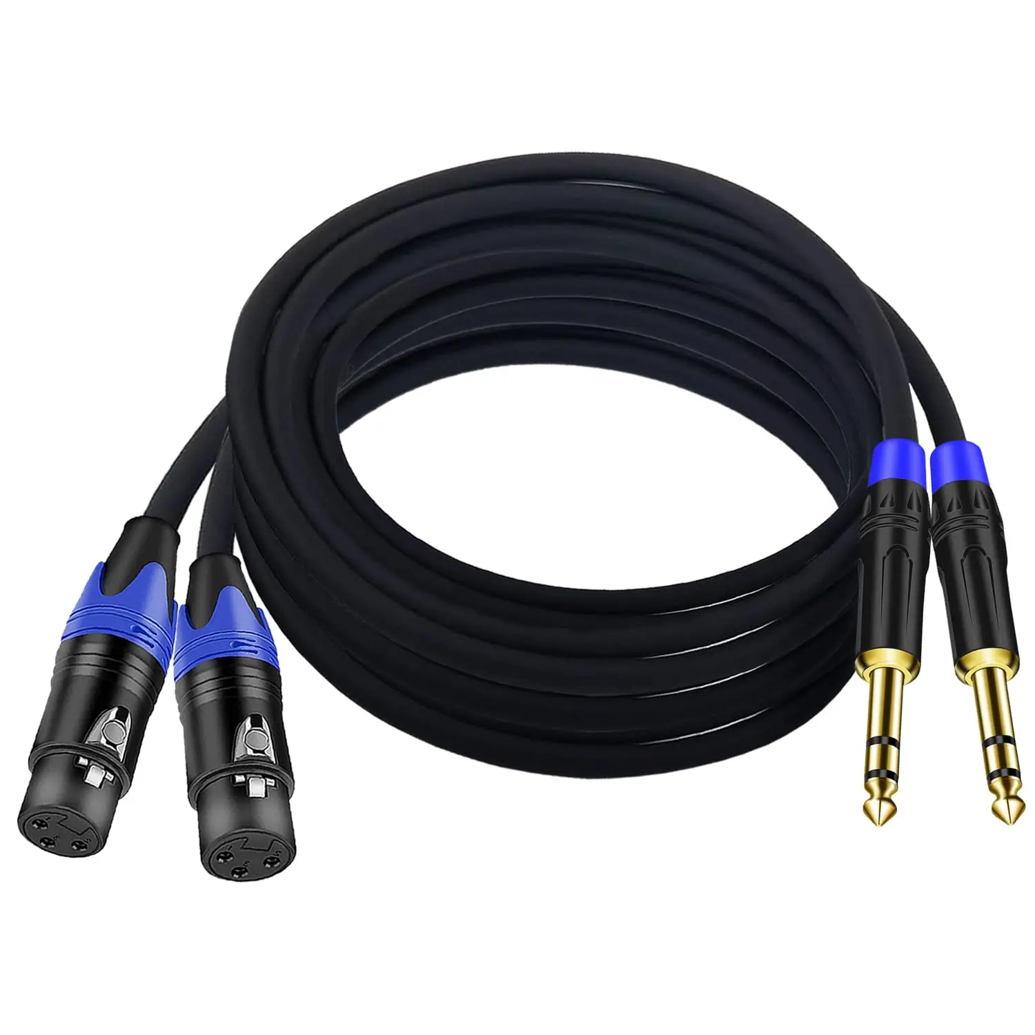 (2Pack / 10 FT) XLR to 1/4 TRS Stereo Adapter,XLR Female to 1/4 Inch (6.35mm) Balanced Microphone Stereo Audio Converter AdapterCable for Mixer Microphone  Speakers