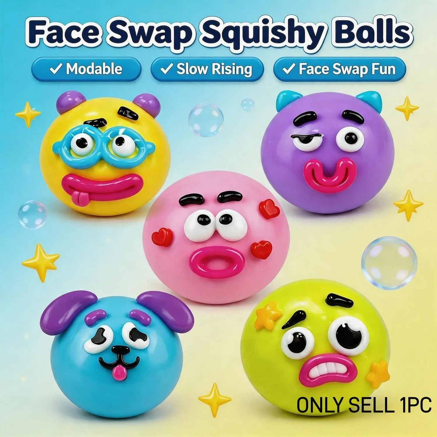 DIY Face Squishy Toy, Curious Dog Face Design, Soft & Safe Material, Perfect for Stress Relief & Fun Playtime, Ideal Gift for Kids & Adults