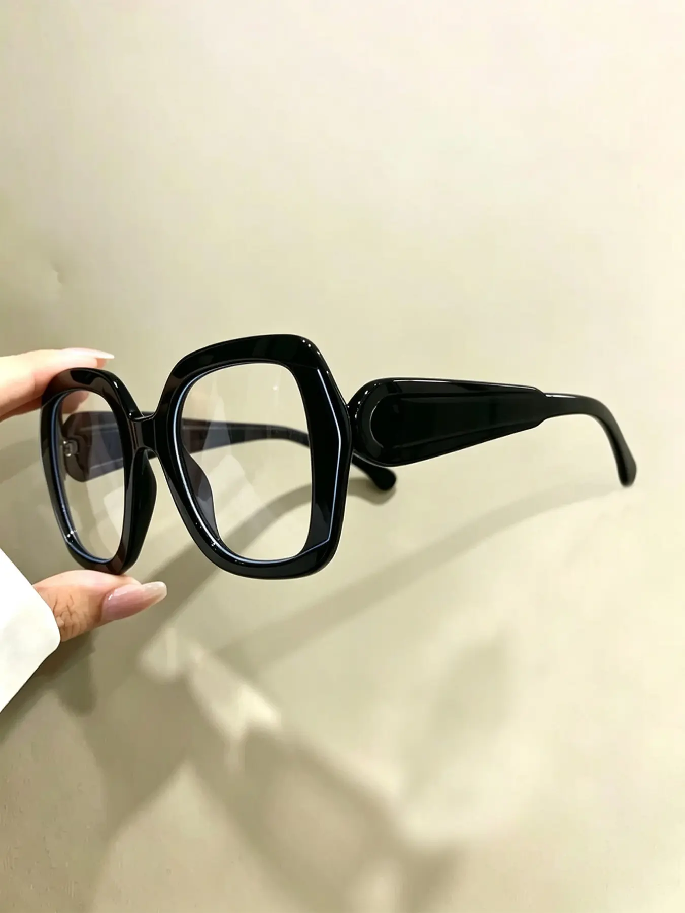Women's Large Frame Half Frame Geometric Design Blue Light Blocking Glasses, Cute Transparent Eyewear for Electronics and Daily Wear