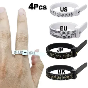 4pc Ring Size Measurer Set, & Soft Plastic Band, Reusable Jewelry Sizing Tool, Precision Precise Measurement for DIY Crafters