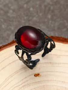 1 Piece Gothic Vampire Red Imitation Crystal Ring, Mysterious Witch Jewelry, Halloween Gift Accessory for Girls