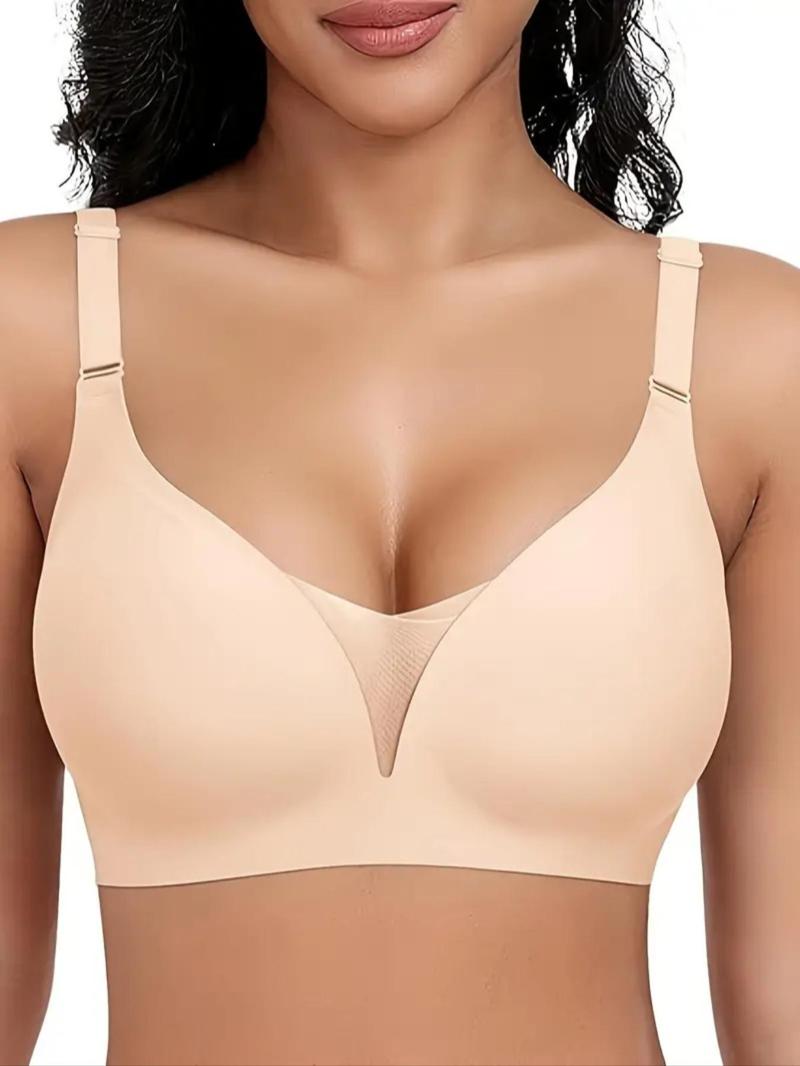Women's Solid Wireless Bra, Comfortable Breathable Seamless Bra, Soft Supportive Lingerie for Daily Wear, Multiway Bra