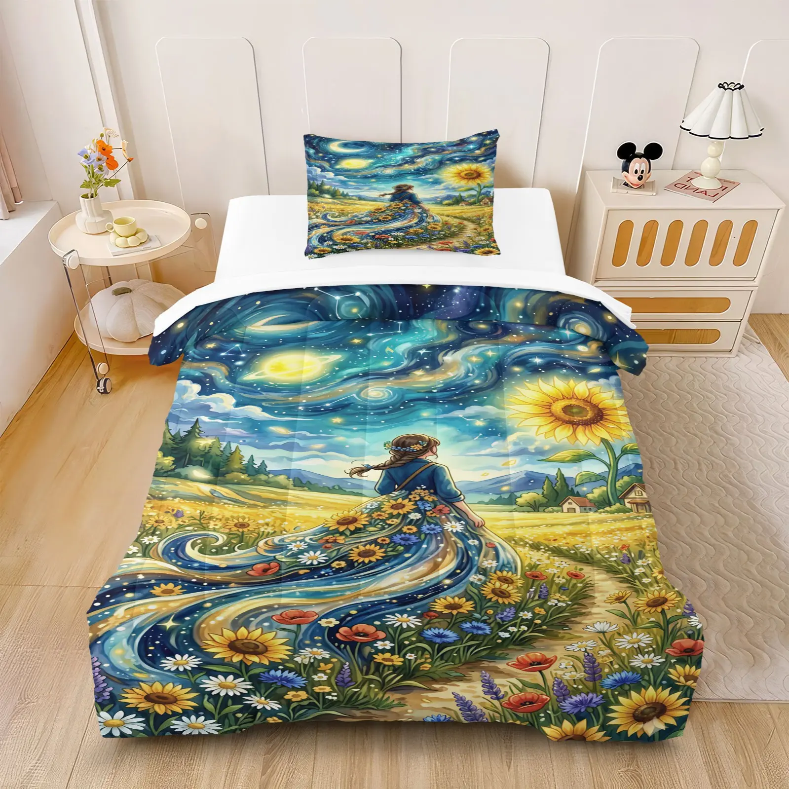 2/3-Piece Cosmic Starry Sky Fantasy Print Duvet Set, Lightweight and Skin-Friendly Fabric, All-Season Home Bedding Ensemble (Includes Filling, Excludes Pillow Inserts)