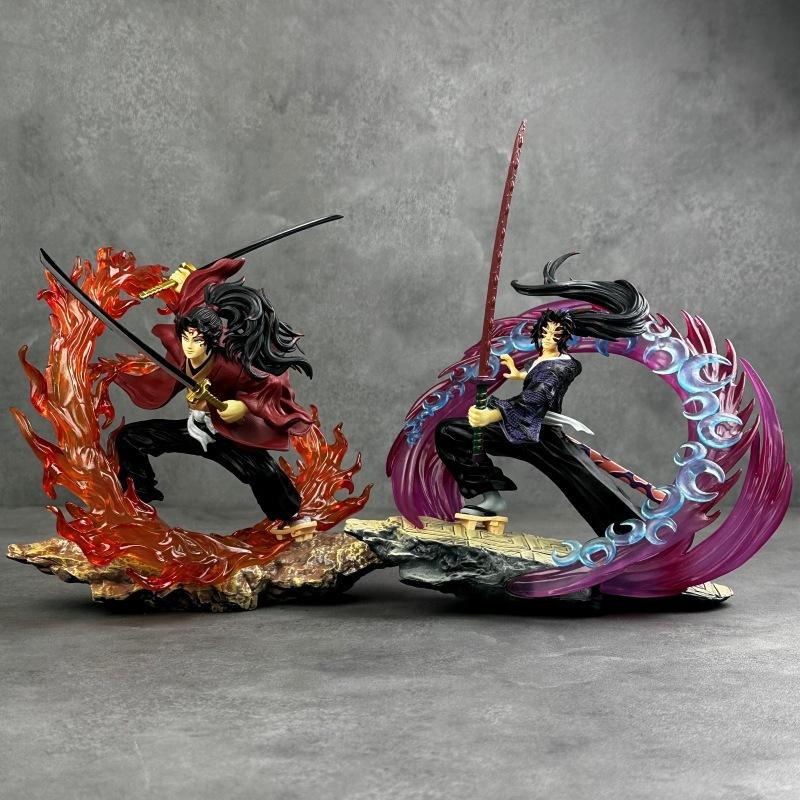 Demon Slayer Gk Fierce Battle Kokushibo Vs Yoriichi Tsugikuni Model Luminescent Figurine Desktop Computer Case Ornament Toy Gift