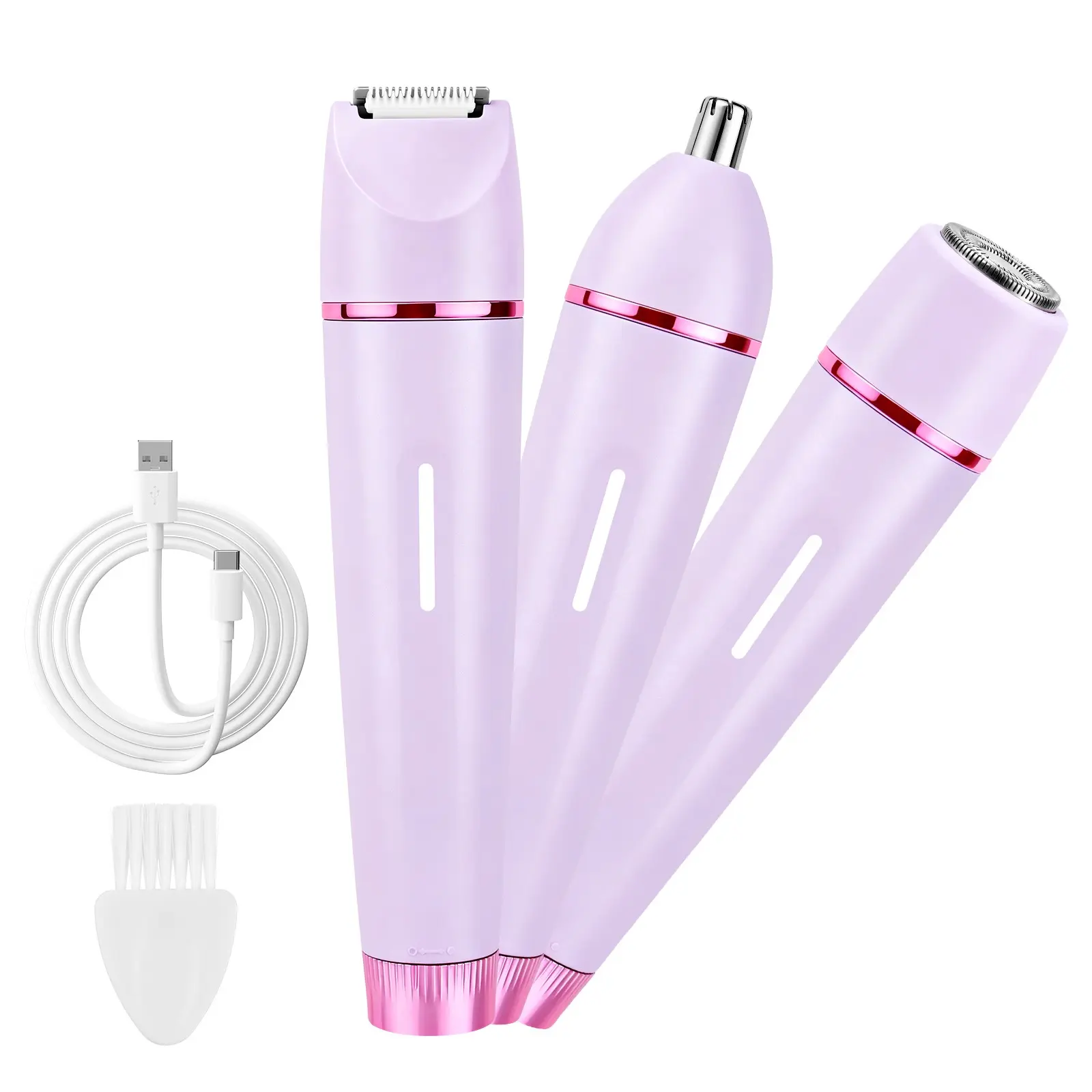 Portable Personal Hair Removal Tool, 3 in 1 Rechargeable Electric Shaver & Multi Groomer for Face, Nose, Legs and Bikini Areas, Sharp Stainless Steel Blade, 1H Quick Charge for 90 Mins Working Time, Cordless Compact Design.