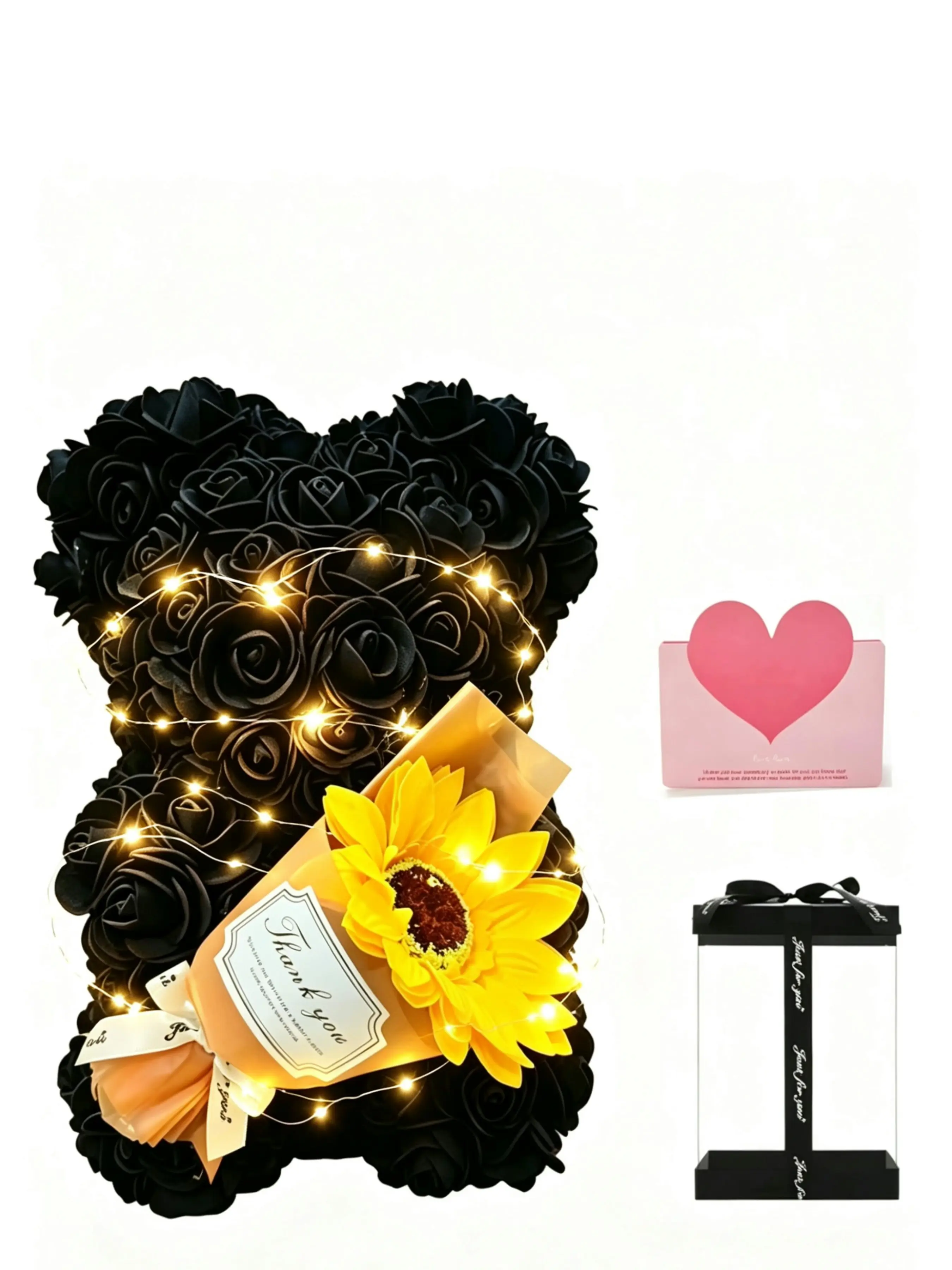 Romantic Gift Set for Proposals, Valentine's Day, Birthdays, Graduation, Halloween, Sunflower Bouquet, Rose Bear Box, Cute Style, All Seasons, Themed Gift Box, Special Box