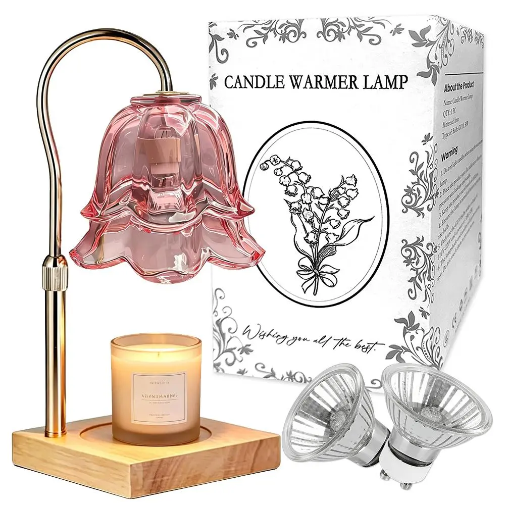 Candle Aromatherapy Melter, Convallaria Flower Light, Adjustable Height & Timer, 2 Bulbs Supplied, No Flame Fragrance Lamp for Bedroom Apartment Indoor Decor