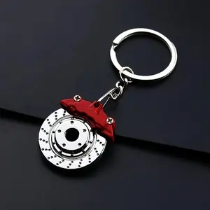 Creative Metal Keychain Brake Disc Rotating Ornament, Durable Fashion Car Accessory, Unique Design for Keys & Bags, Perfect Gift Idea