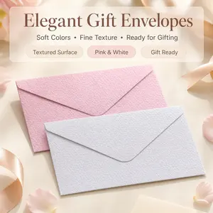 10 Pcs Lychee Embossed Special Paper Western Envelopes, Thick Premium Texture Envelopes in Pink & White, Ideal for Love Confession Letters, Greeting Cards, Invitations, Postcards & Handwritten Notes
