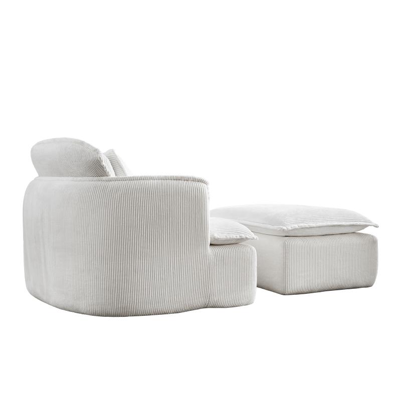 [SOIYELIFE] Convertib Compressed Sofa Chair with Ottoman, Modern Corduroy Fabric Armchair for Small Spaces, Living Room, Dorm, or Apartment