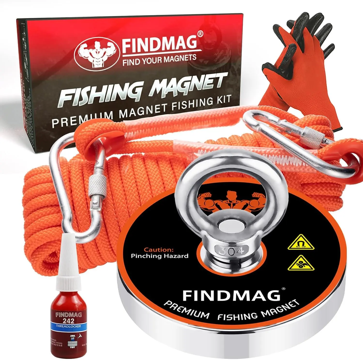 1500 LBS Fishing Magnets, 4.72 Inch Neodymium Fishing Kit