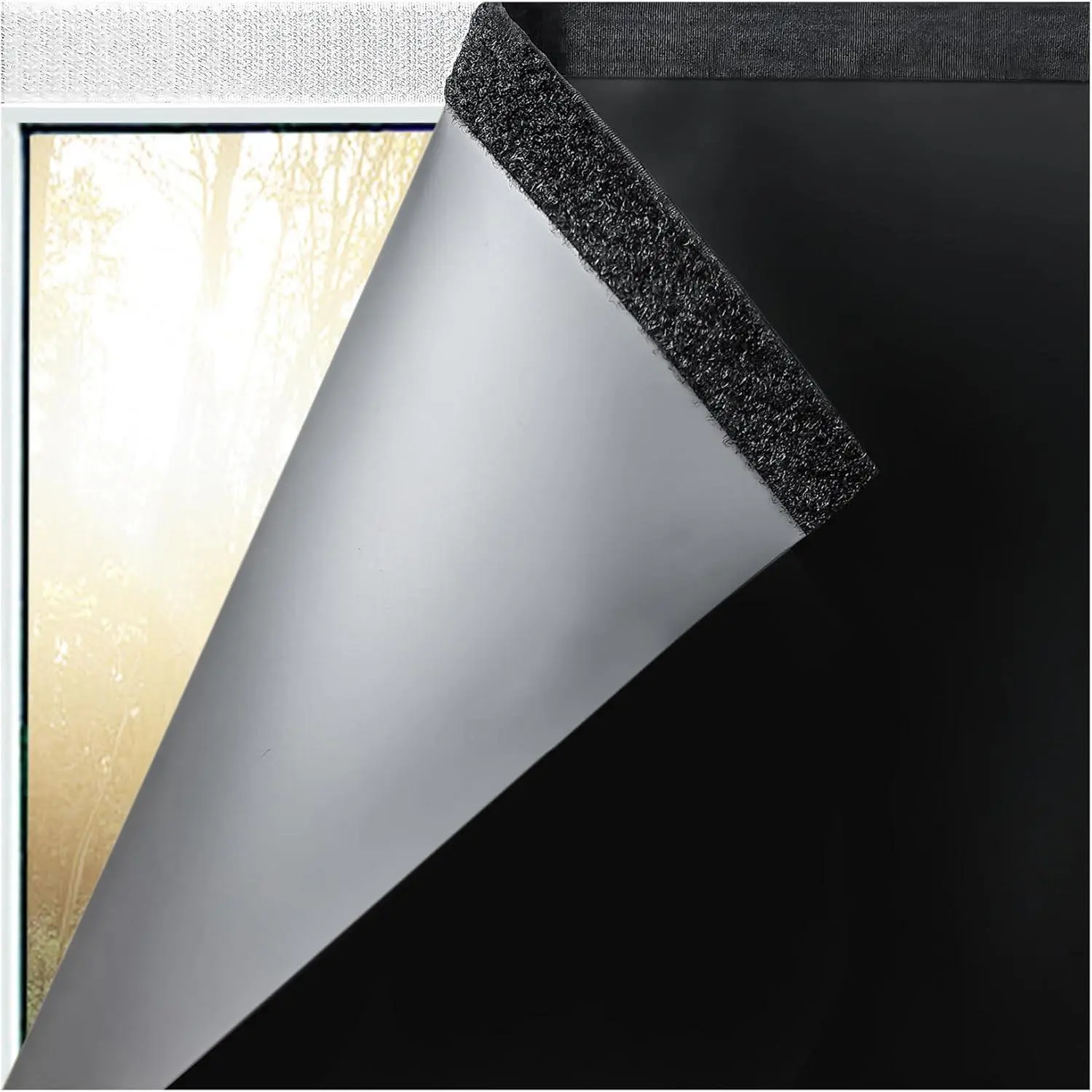 Modern Blackout Window Blinds - 35x57 in 1-Piece Black Backing Shade, Freely Cuttable Light Blocker EVA Synthetic Fabric, Hook & Loop Tape Installation for Window Coverage, One-Piece