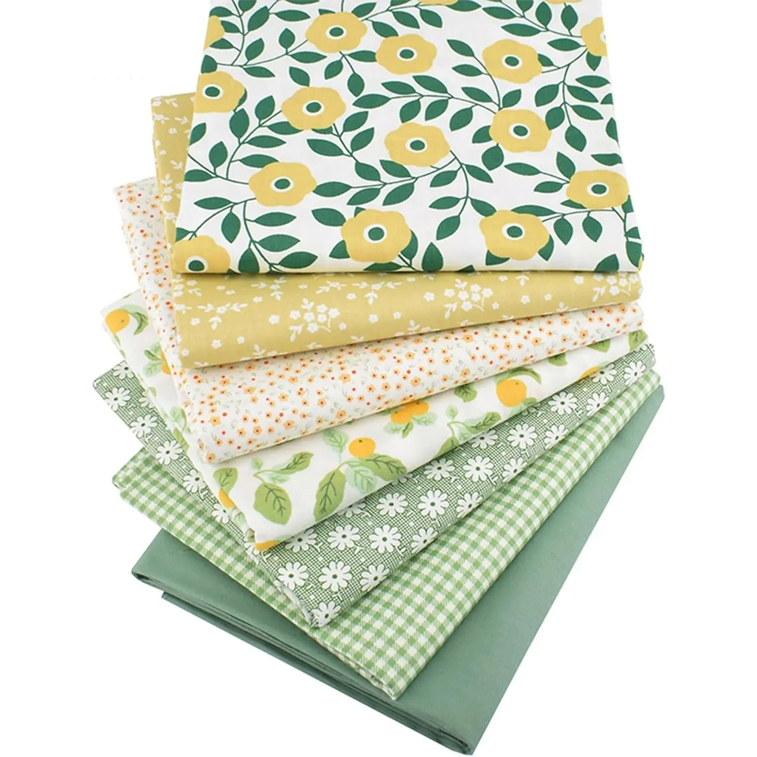 Fat Quarters Fabric Bundles, Floral Plaid Solid Quilting Fabric for Sewing Crafting, 18 x 22 InchesGift