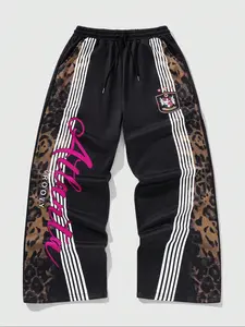 Men's Regular Fit Leopard Print Adjustable Waist Sweatpants, Casual Comfy Breathable Jogger Pants for Daily Wear, Men's Trousers for All Seasons