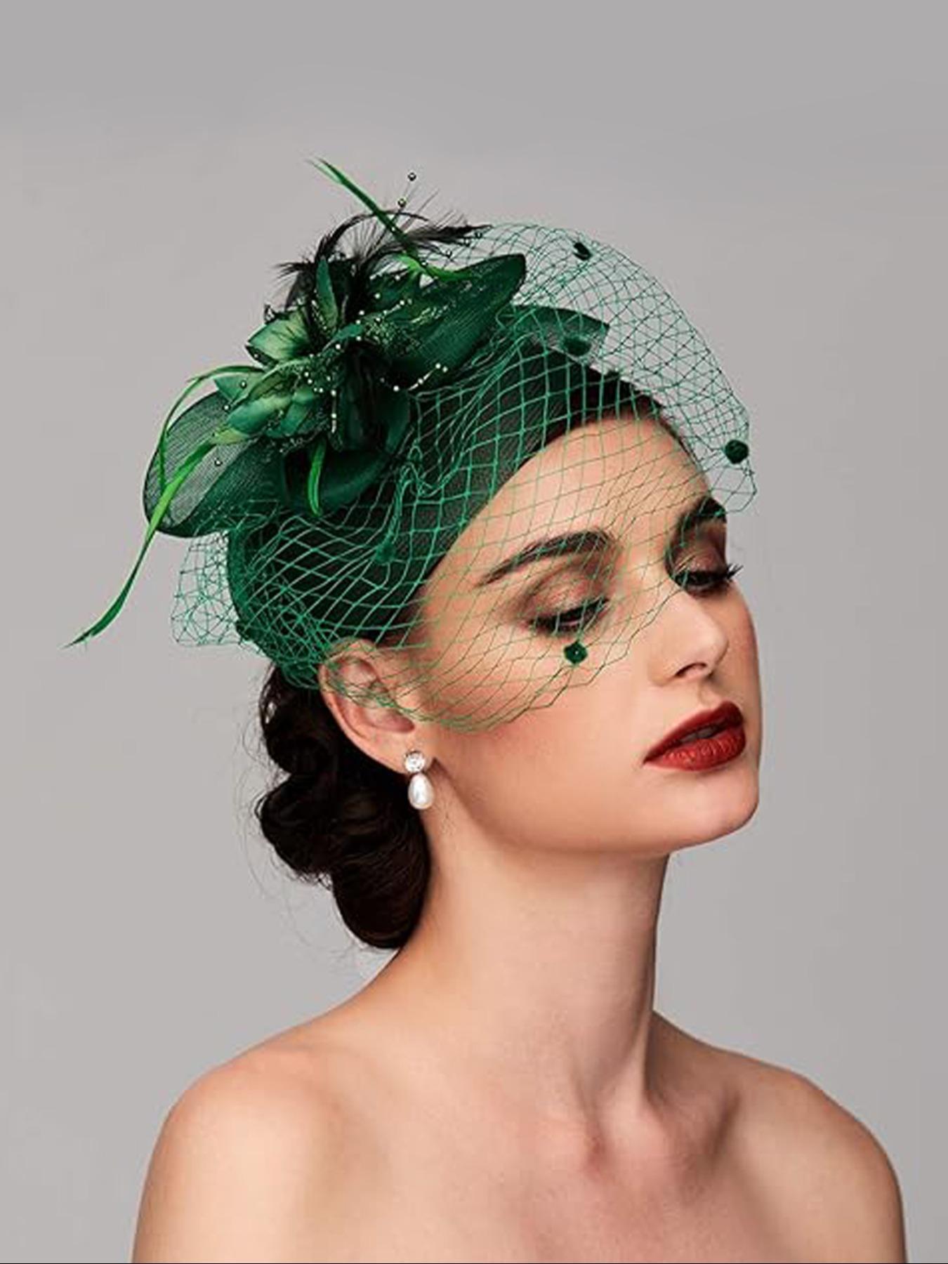 Mesh Floral Decor Fascinators Hat, Elegant Contrast Lace Hat for Wedding Cocktail, Fashion Accessories for Party, Daily Clothing Decor