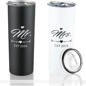 2026 Mr and Mrs Tumbler Set - 20oz Vacuum Insulated Travel Drinkware, Engagement Wedding Gifts for Couples, Tumbler-2026 Kitchenware for Newly Engaged Brides or Grooms