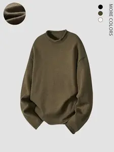 Men's fashion warm knitted American casual sweater, suitable for autumn/winter, fashionable knitted sweater, perfect layering item for cold weather, men' fashion wardrobe.n