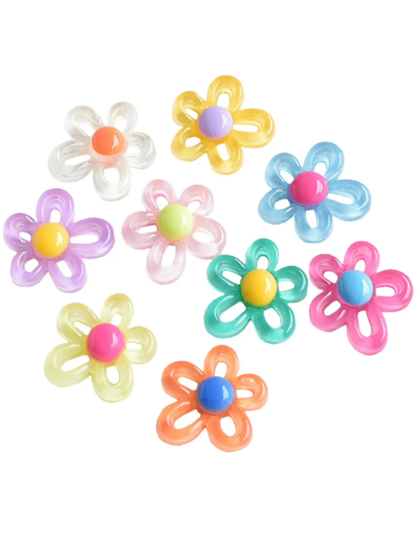 Jelly Color Flower Accessories for Crocs Shoes, 9 Colors Small Flower Hole-In-Shoe Decorations, DIY Shoe Clips, Fashionable Footwear Add-Ons