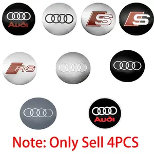 4pcs 56mm Aluminum Car Wheel Hub Center Cap Stickers Emblem Badge Decoration Decals For Audi A1 A2 A3 A4 A5 A6 A7 A8 Q1 Q2 Q3 Q4 Q5 Q6 Q7 Q8 TT B8 C6 B9 Auto Styling Accessories