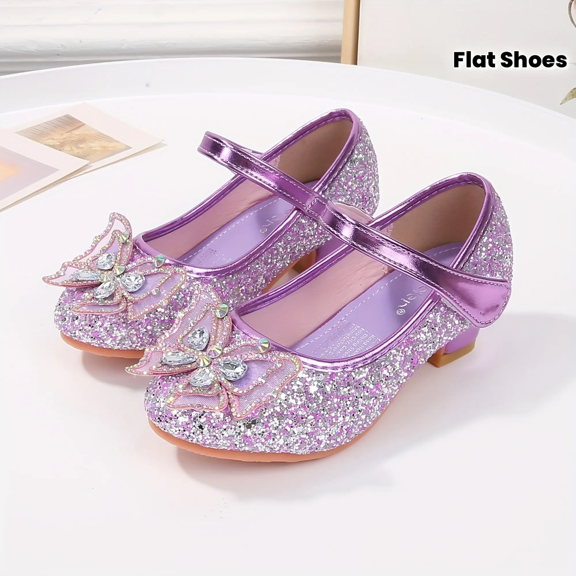 Girls' Heels, Children's Princess Shoes, Little Girls' Flat Shoes, Bow Crystal Shoes, Girls' Mary Shoes, Children's Dress Shoes