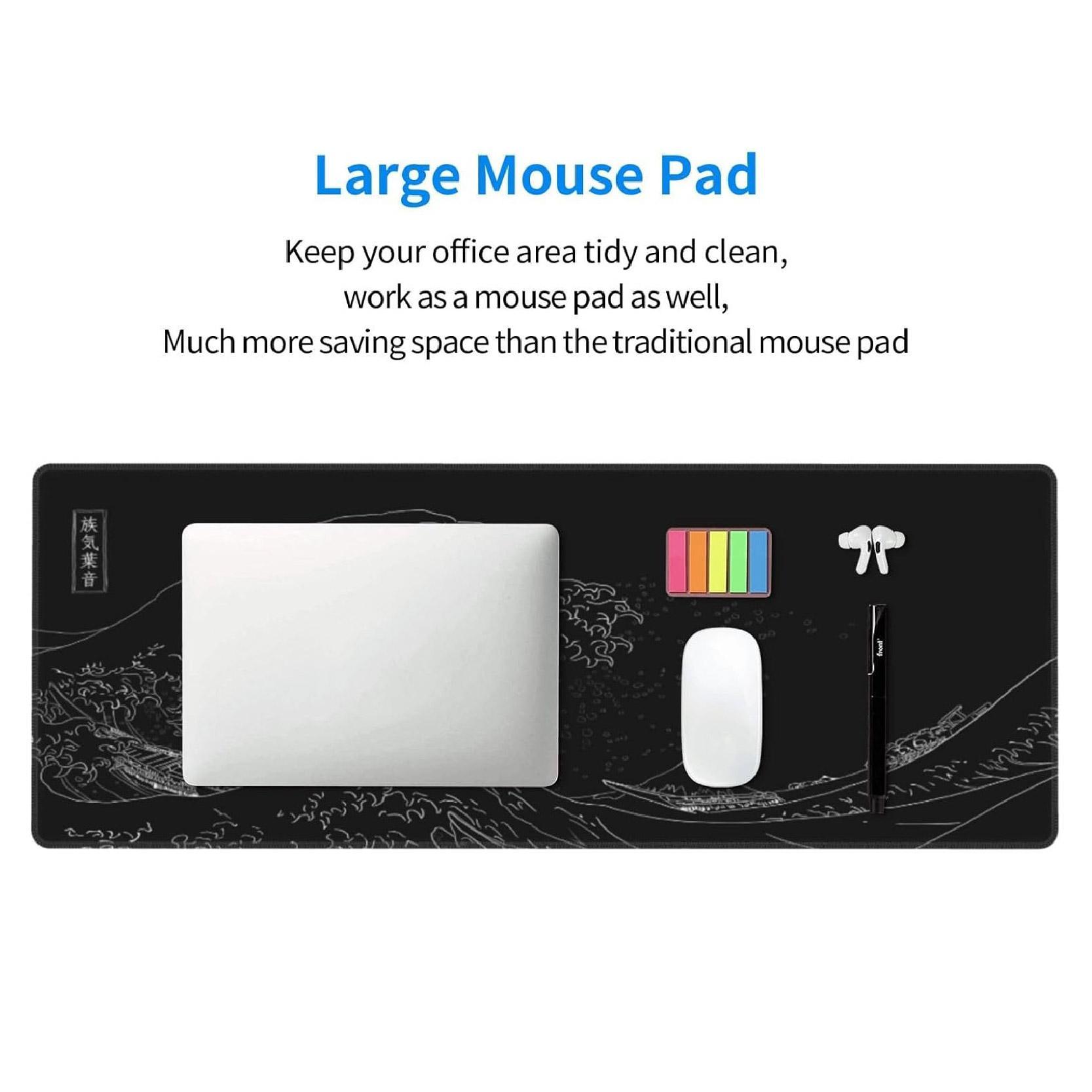 Rectangle Large Mouse Pad, 1 Count Wave Pattern Design Waterproof Mouse Mat with Non-slip Rubber Base, Smooth Desktop Mouse Pad for Home & Office, Gaming Desk Accessory