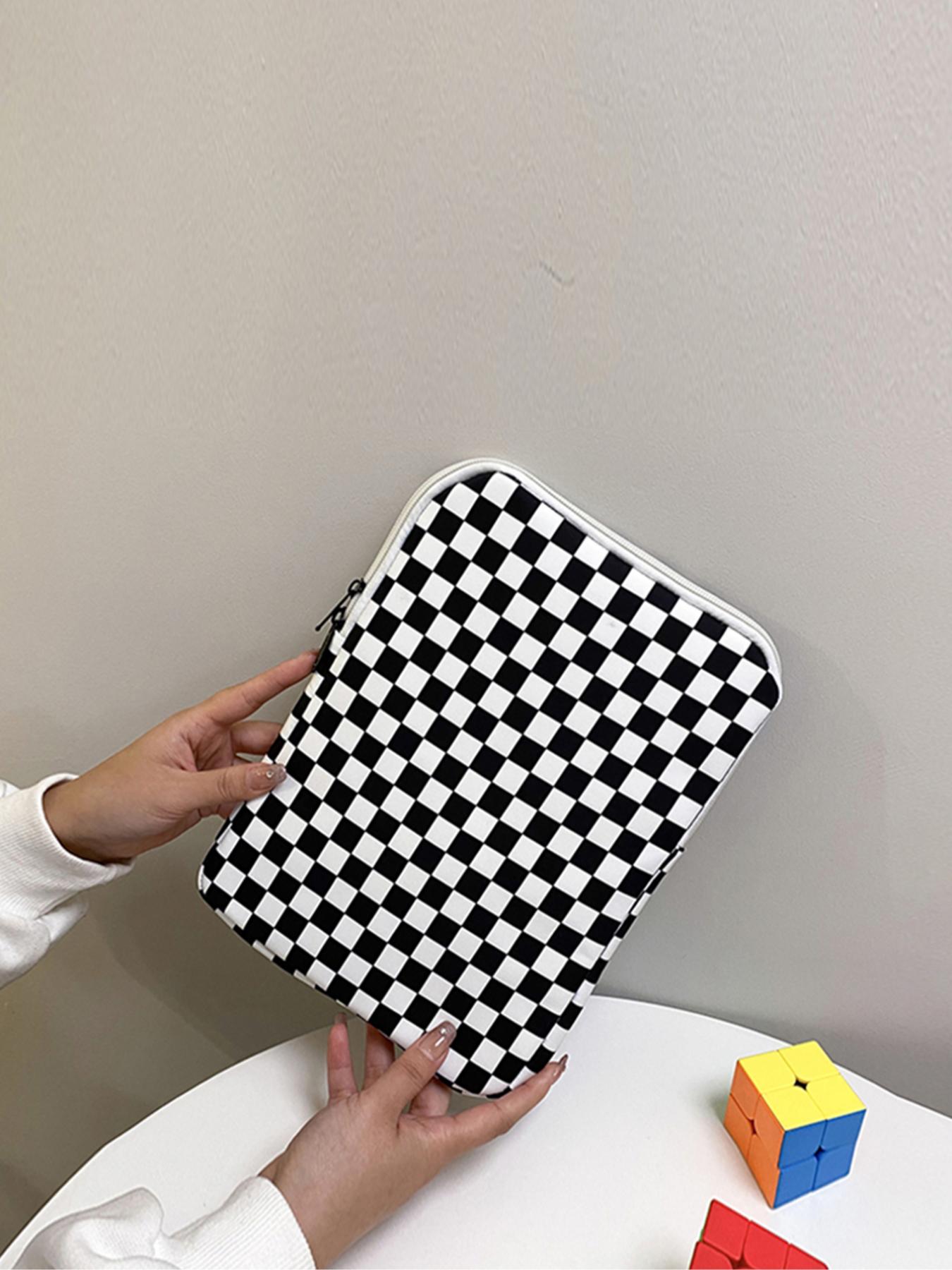 Fashionable Plaid Pattern Zipper Design Laptop Bag, 2025 New Style Casual Versatile Zipper Laptop Bag, Simple Design Durable Laptop Backpack for Women & Men