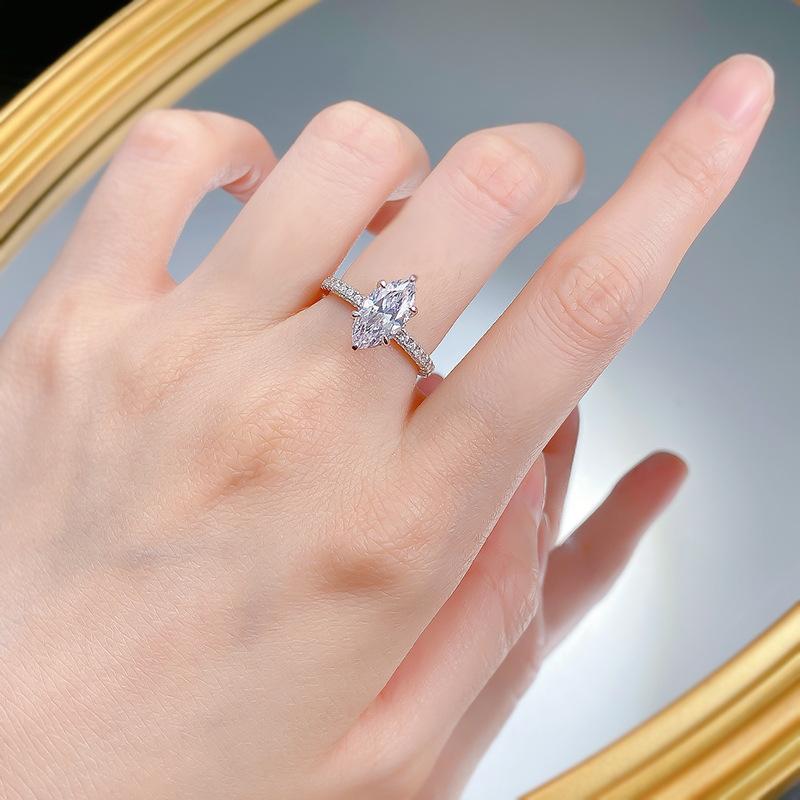 S925 Sterling Silver Marquise Cut Horse Eye Ring 6*12mm 8A Cubic Zirconia Ring fashion jewelry accessory woman girl promise ring-108(20%)