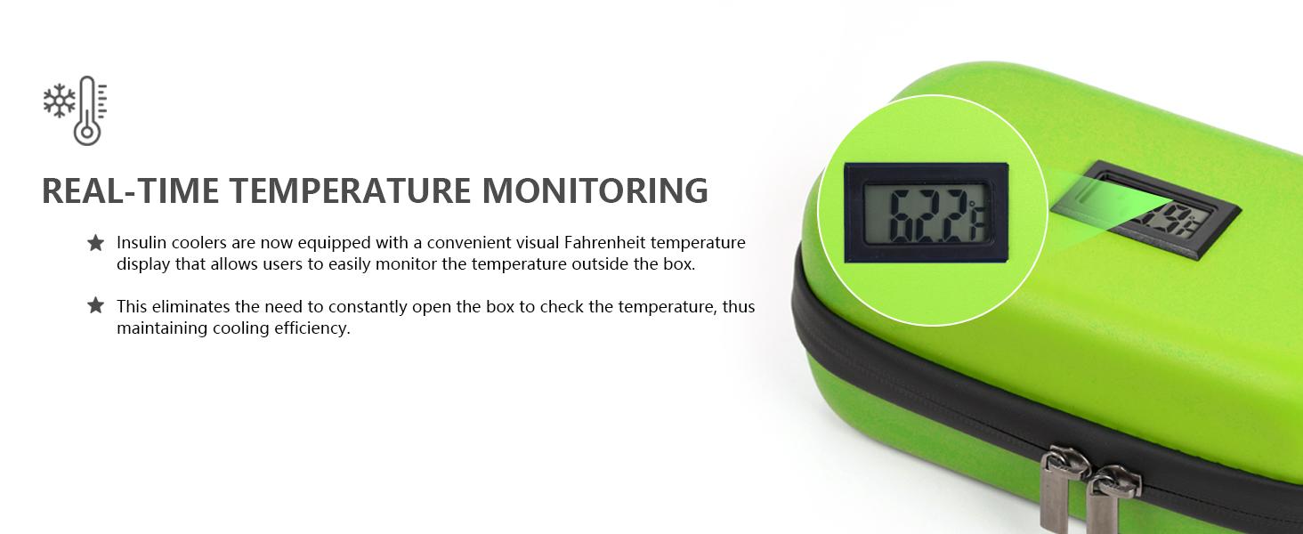 Insulin Cooler Travel Case TSA Approved Refrigerated Medicine Cooler for Travel w/Thermometer Temperature Diabetic Travel Case w/2 Reable Ice Packs for Daily Life Trip