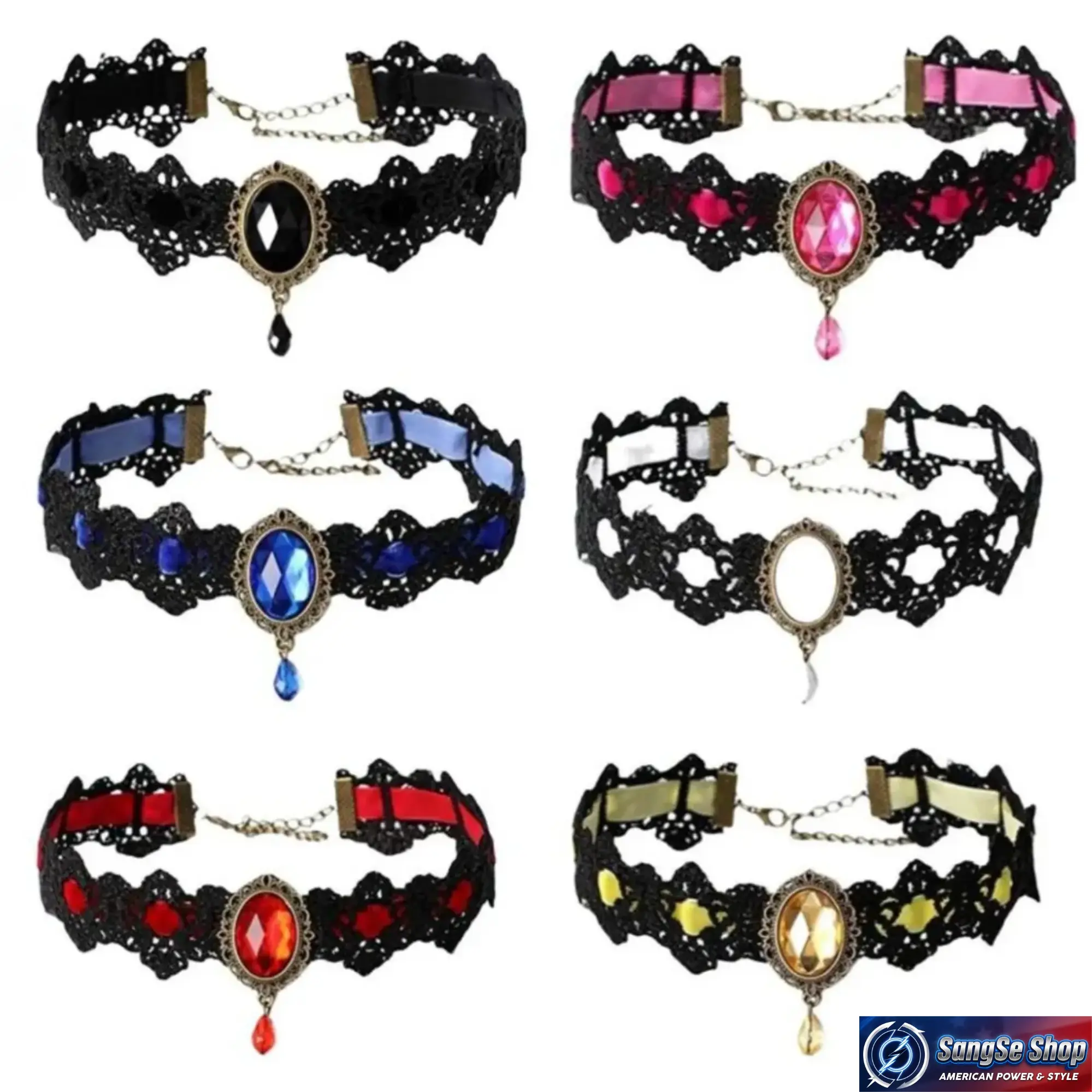 Y2K Gothic Lace Choker Necklace for Women, Rhinestone Chain Collar, Adjustable Coquette Alt Punk Grunge Statement Jewelry, Layered Lace Neck Accessory for Halloween, Cosplay, Parties, Concerts & Everyday Outfits