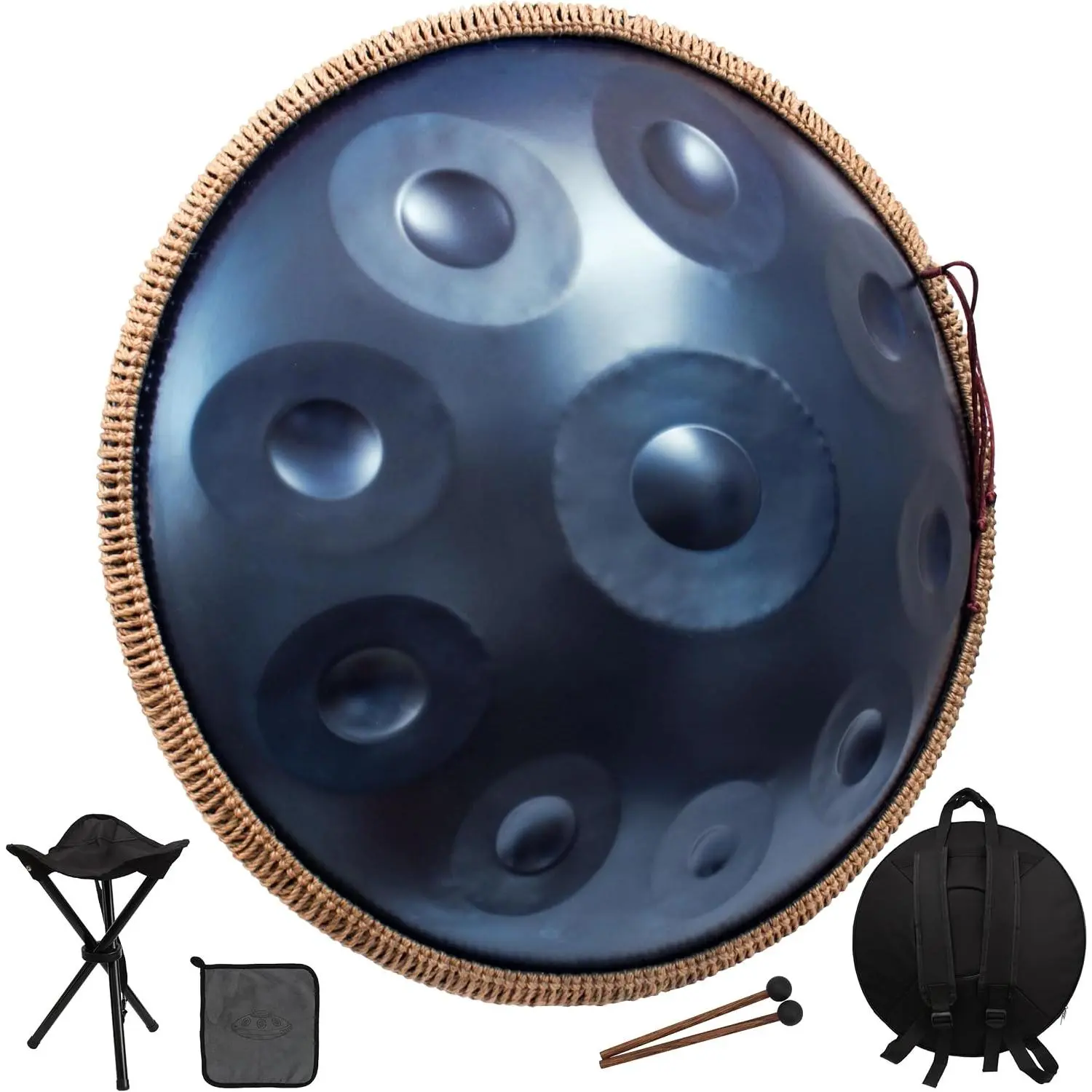 10/9 Notes Handpan Drum 22 Inch for Adults,D Minor Kurd - 440Hz Professional Hand Pan,Handpan Instrument,Hand Drum (Blue)