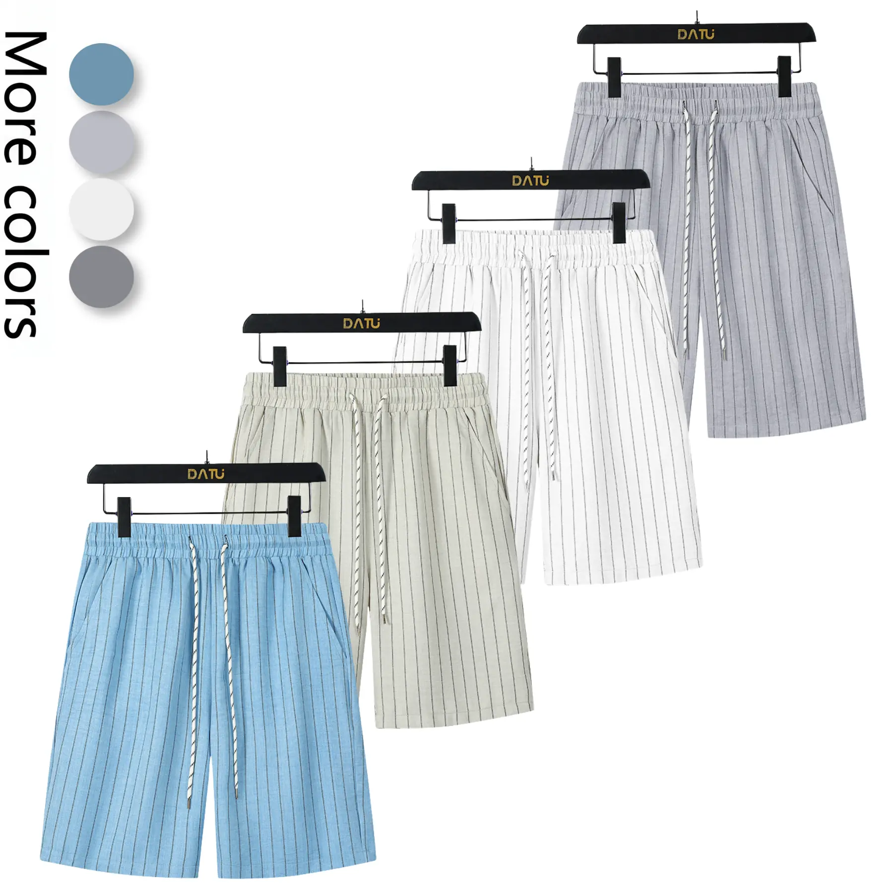 Men's Drawstring Active Shorts - Minimalist Vertical Stripe, Quick-Dry, Breathable Cool Above-the-Knee Loose Soft Lightweight Fabric, Pockets, Crisp Print After Washes, for Summer Gym Daily Wear