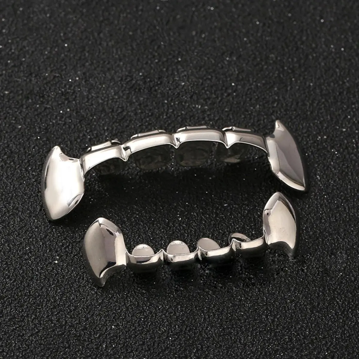 1pc/1pcs Halloween Hiphop Decorative Clown Fang Silver Plated Teeth Set