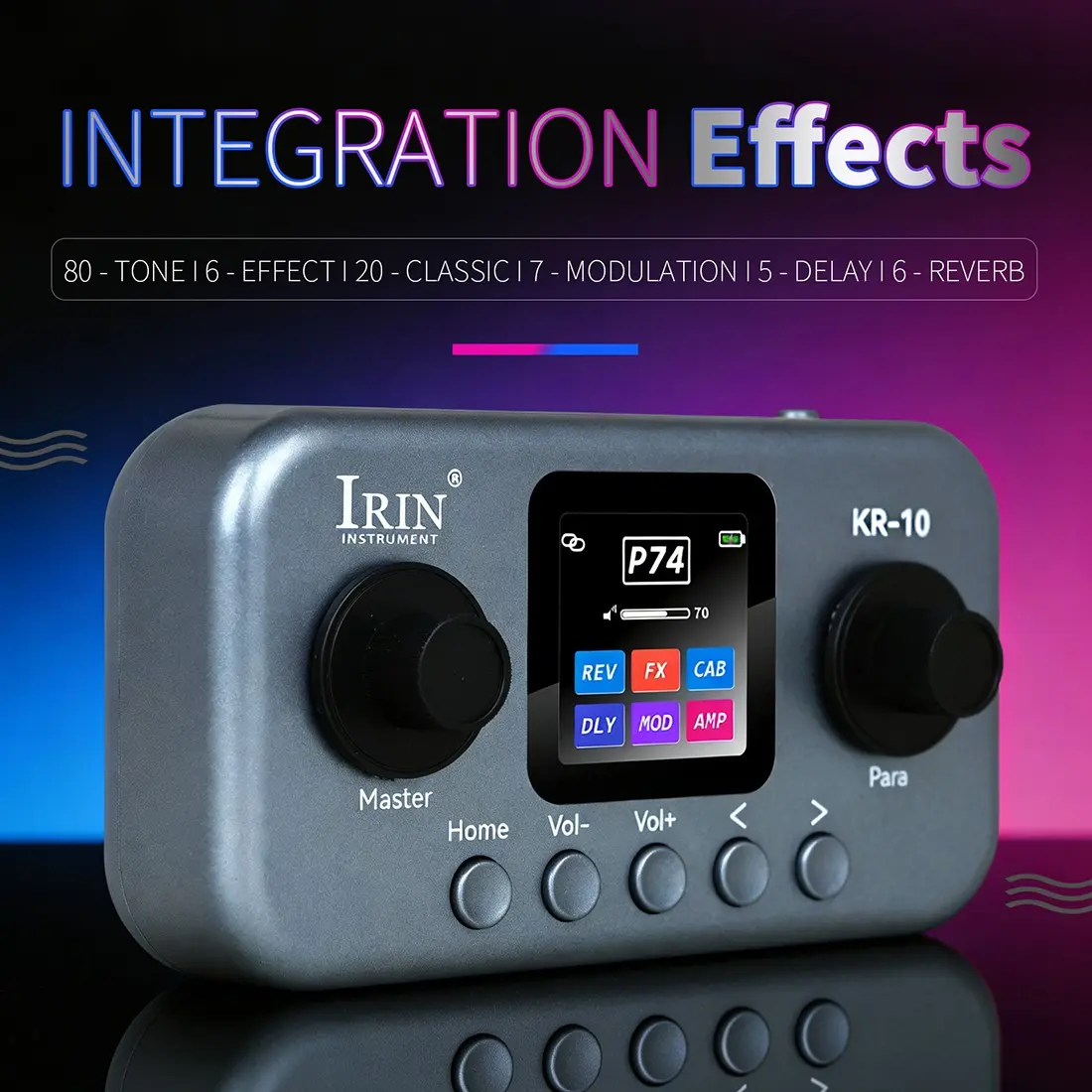 Irin Kr-10 Multi-Function Desktop Guitar Bass Effects Pedal, 4 Strings, Ideal for Musicians, Enhance Your Sound Quality