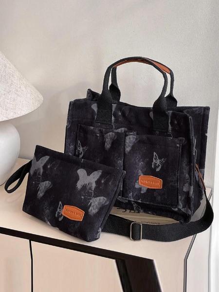 Women's Strawberry Pattern Tote Bag & Purse, Casual Versatile Shoulder Bag & Coin Purse, Trendy High-quality Daily Commuting Bag, Fashionable Bag, Fashionable Patterned Bag