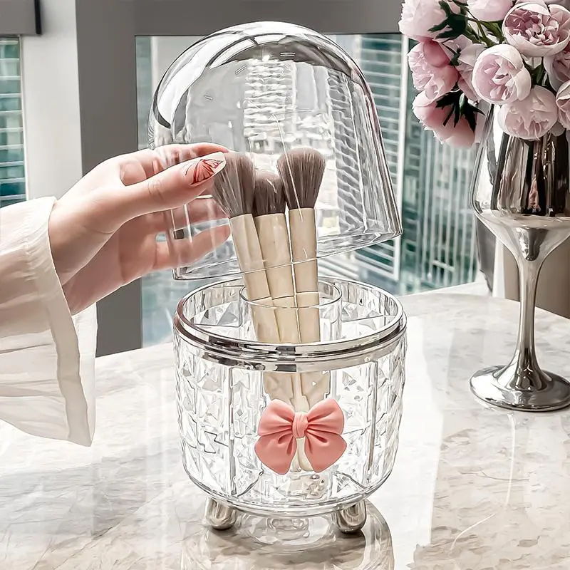 Makeup Brush Holder, 1 Count Clear Makeup Brush Storage Box, Dustproof Makeup Brush Holder, Cosmetics Organizer for Home & Travel
