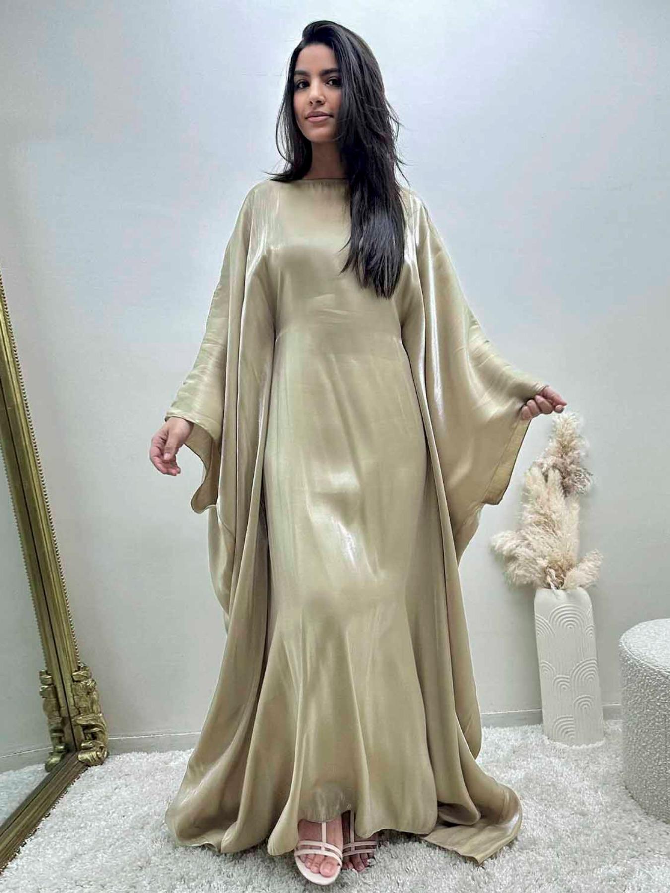 Women's Solid Color Round Neck Kaftan, Modest Fashion Long Sleeve Maxi Dress for Daily Wear, Women's Islamic Clothing for All Seasons