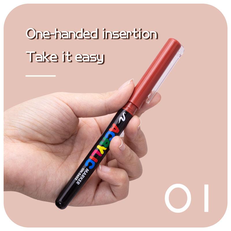 Acrylic Marker Pen Set, 12/24 Colors Straight Liquid Soft Bush Markers Pens, Waterproof Pen Soft Brush Nib Skin Color, for Figure Painting Glass Stone