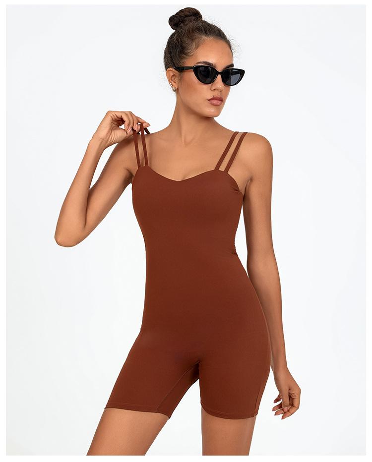 Women's low-cut sexy yoga jumpsuit, breathable and quick-drying, with a beautiful back and cross-strap design to lift the buttocks, suitable for running, yoga, and fitness