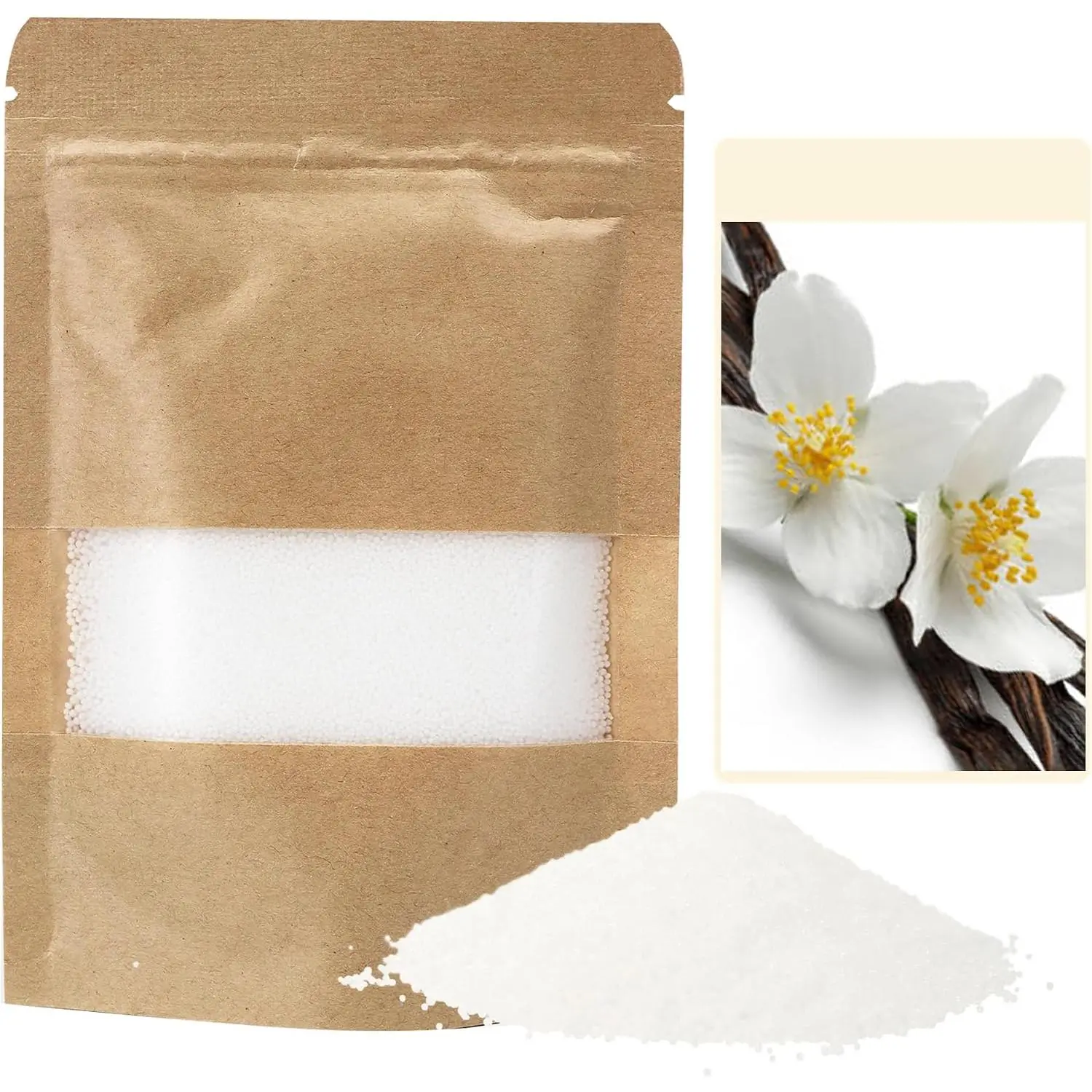 Scented Candle Sand with Wicks 3.53oz White Sand Candles Pearled Candle Sandwax Beads  Day  16  Hours Refillable Candle Wax for Candle Making (Scented Vanilla)