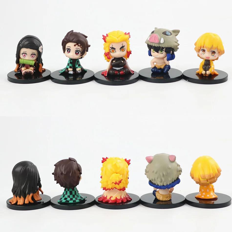 HOT Anime Q Version Demon Slayer Sitting Ghost Doll Tanjiro Nidouzi Inosuke Zenizu Figure Action Figure Movie Model Toys Doll