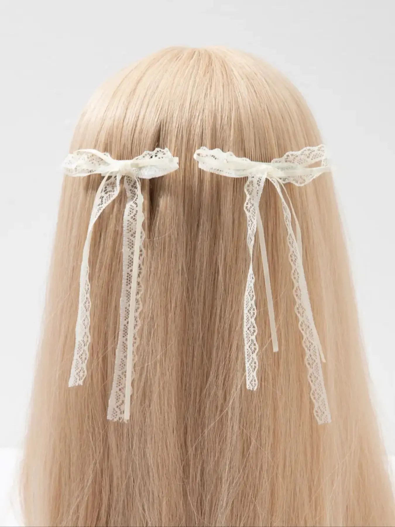 2pcs Elegant Coquette Lace Bow Hair Clips, Sweet Bowknot Barrettes for Women & Girls, Cute Kawaii Hair Accessories for Summer, Daily Wear, Dating & Special Occasions