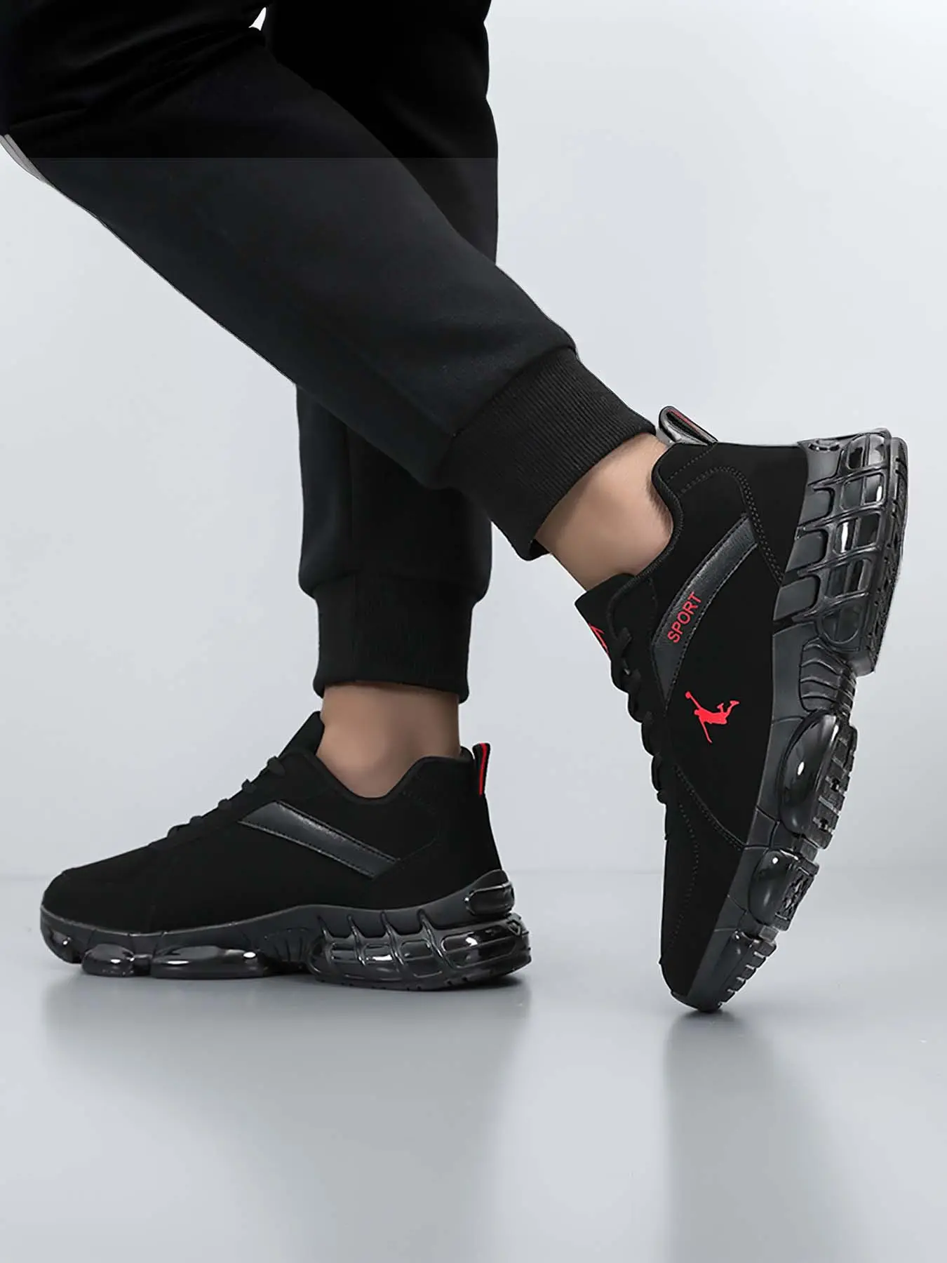 Men's Air Cushion Low Top Cushioning Sneakers, Thick-Soled Shock Absorbing Breathable Casual Shoes, All-Match Elevator Footwear for Business Commuting